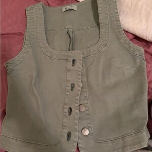 Banana Republic Sage Green Button-Front Tank Vest